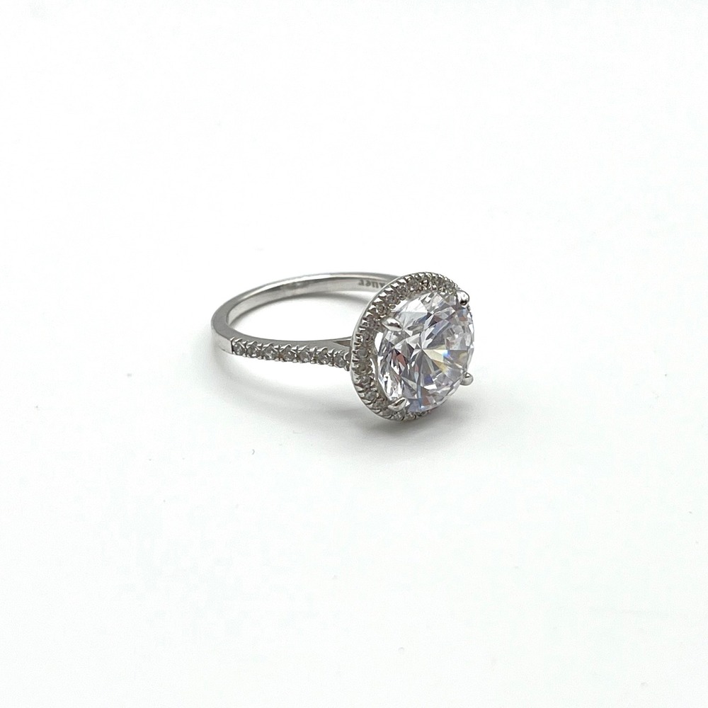 Stauer Sterling Silver 925 Round Cut Halo Pavé‎ Accent Ring Size 5.75